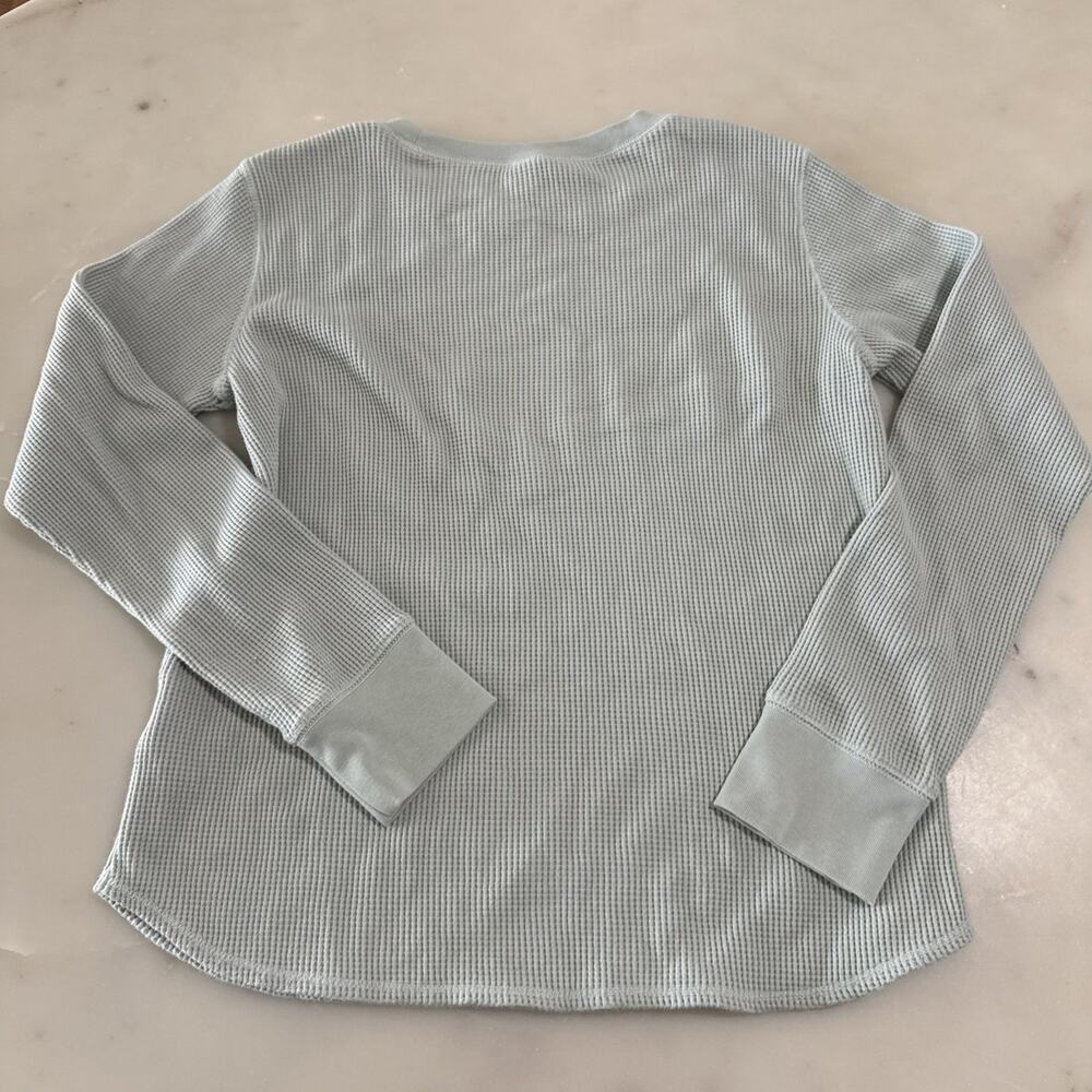 Uniqlo Waffle Knit Thermal Long Sleeve Shirt Women’s L Sage Green Crew Neck - Picture 3 of 9
